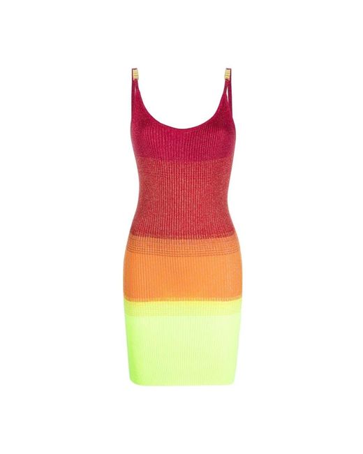 Gcds Red Rosa lurex gradient tank mini kleid