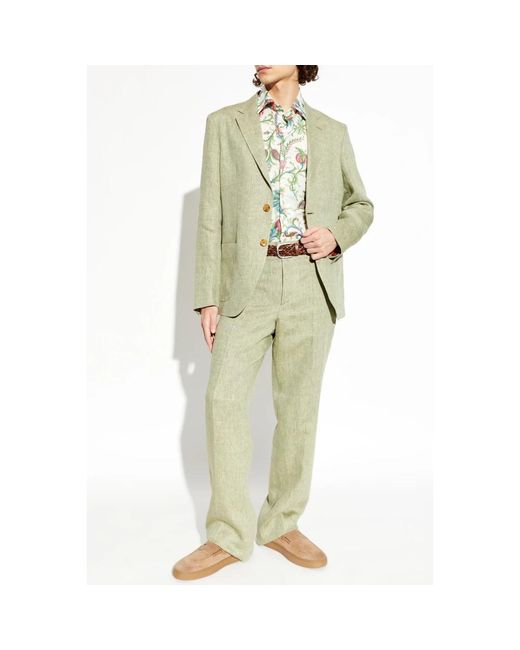 Etro Jassen ,Groen ,Linnen Linnen Blazer Met Visgraatmotief in het Green voor heren