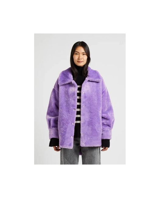 Suncoo Purple Faux Fur & Shearling Jackets