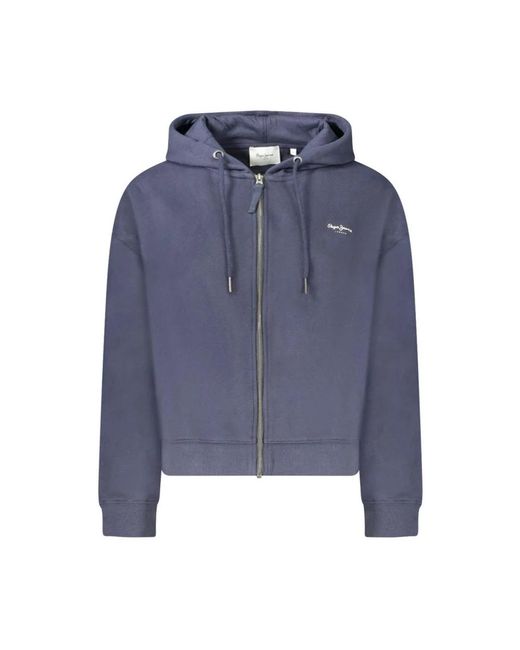 Pepe Jeans Hoodies & Sweatvesten ,Blauw ,Katoen Blauwe Katoenen Gebreide Trui in het Blue