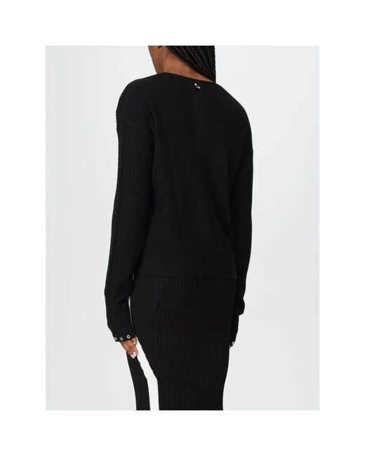 Patrizia Pepe Black Gerippter Strick V-Ausschnitt Rock Set