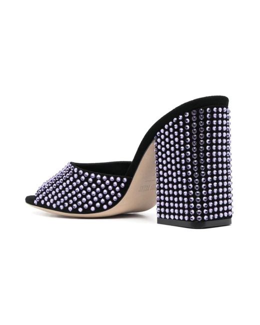 Paris Texas Blue Heeled Mules