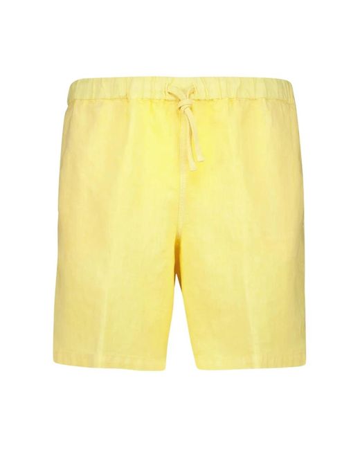 120% Lino Yellow Casual Shorts for men
