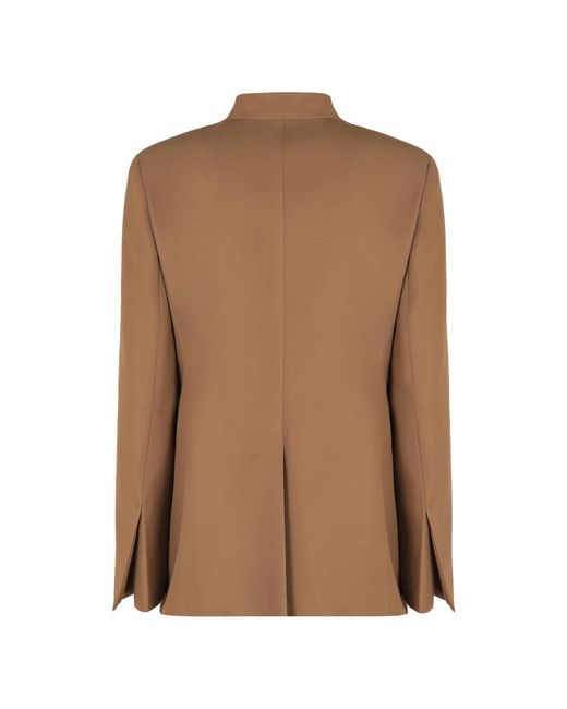 Max Mara Jassen ,Bruin ,Katoen Katoenen Single-Breasted Jas Met Klepzakken in het Brown