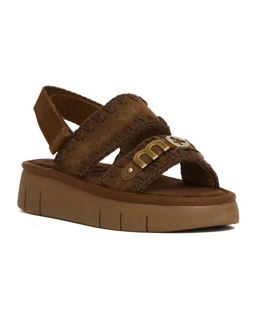 Mou Brown Flat Sandals