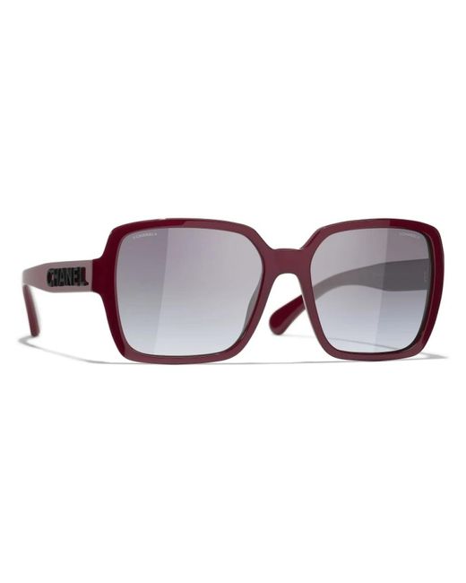 Burgundy frame gray gradient occhiali da sole di Chanel in Brown
