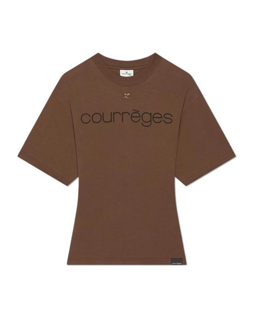 Courreges T-Shirt Met Logoprint in het Brown