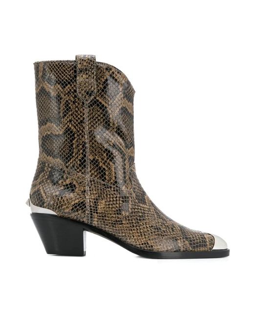 Ash Brown Berühmte Python Print Stiefeletten