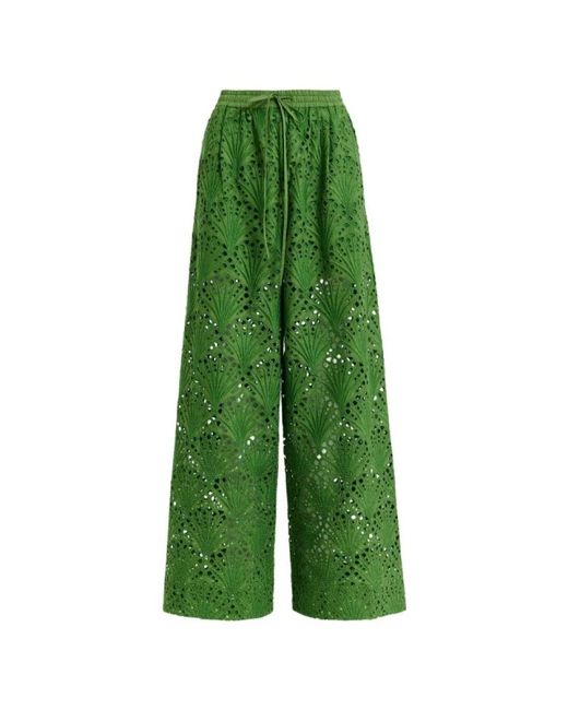 Essentiel Antwerp Green Grüne bestickte weite hose