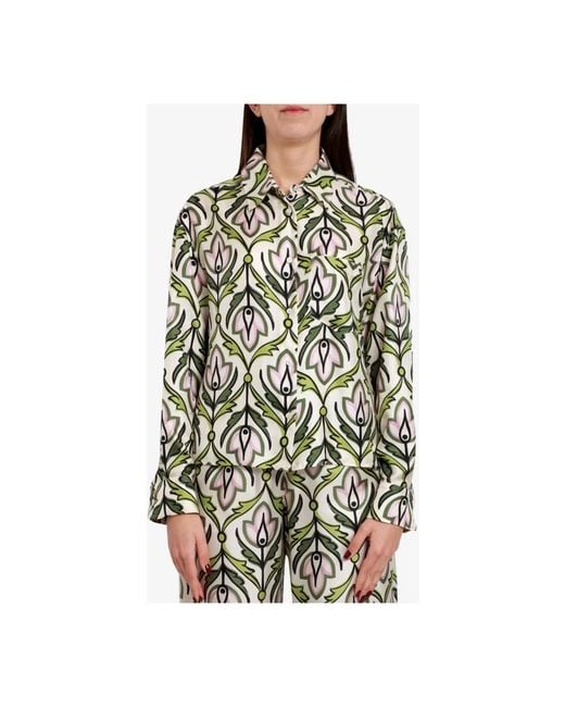Weekend by Maxmara Overhemden ,Veelkleurig ,Zijden Blouse Met Bloemenprint in het Green