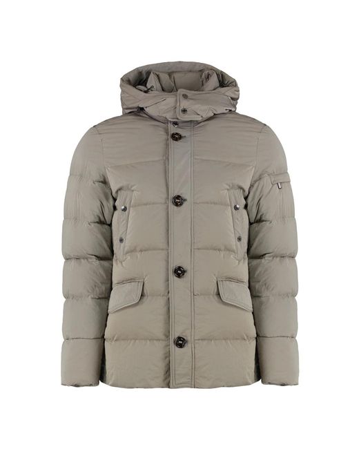 Moorer Lange Daunenjacke Mit Kapuze Und Taschen in Gray für Herren