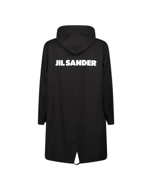 Jil Sander Jassen ,Zwart ,Katoen Zwarte Katoenen Parka Met Capuchon in het Black voor heren
