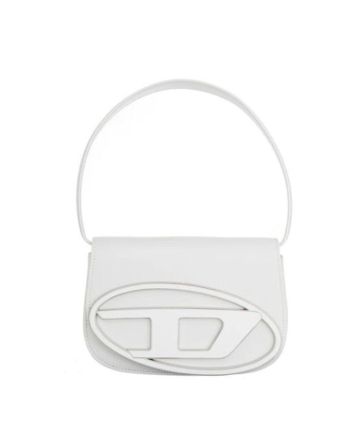 DIESEL White Leder schultertasche
