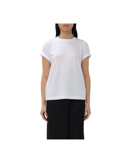 Brunello Cucinelli Blue Graues T-Shirt Mit Lockerer Passform Aus Baumwolle