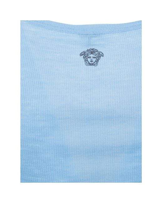 Versace Blue Sleeveless Tops