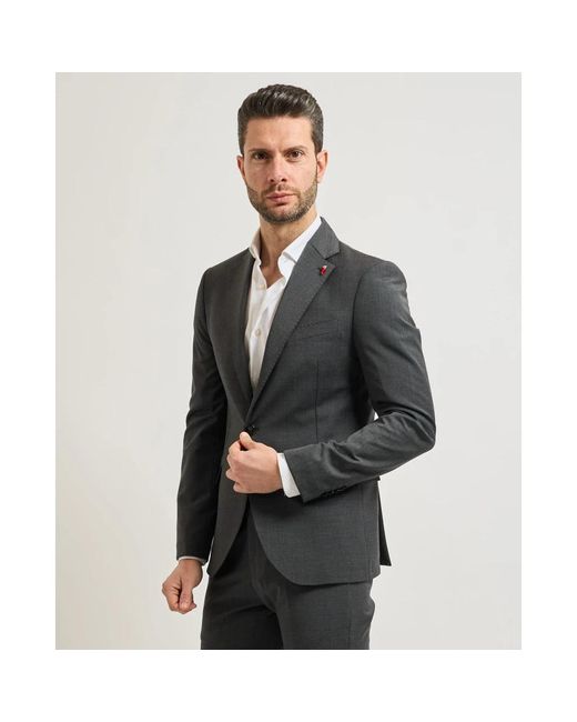 MULISH Black Single Breasted Suits for men