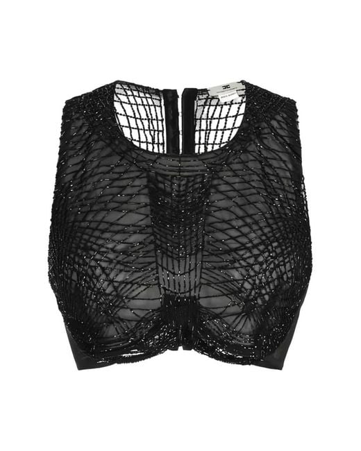 Elisabetta Franchi Black Sleeveless Tops