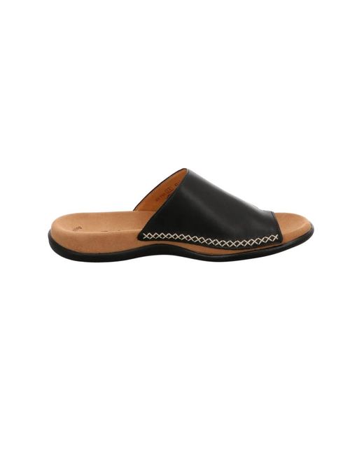Gabor Schoenen ,Zwart ,Zwarte Slide Sandalen in het Brown
