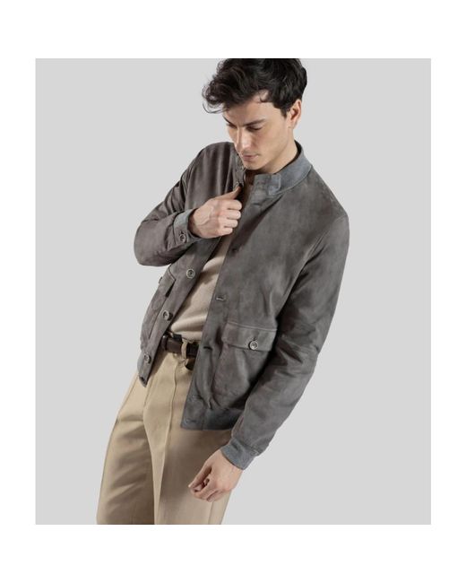 Gimo's Gray Leather Jackets for men