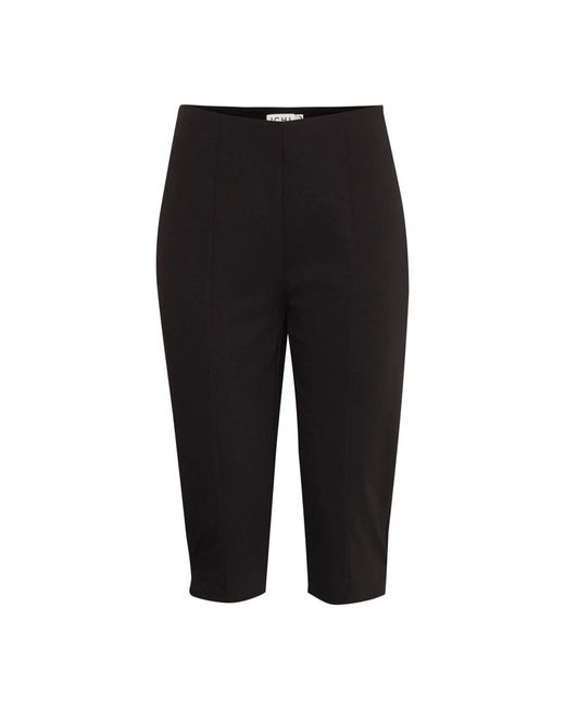 Ichi Black Cropped Trousers