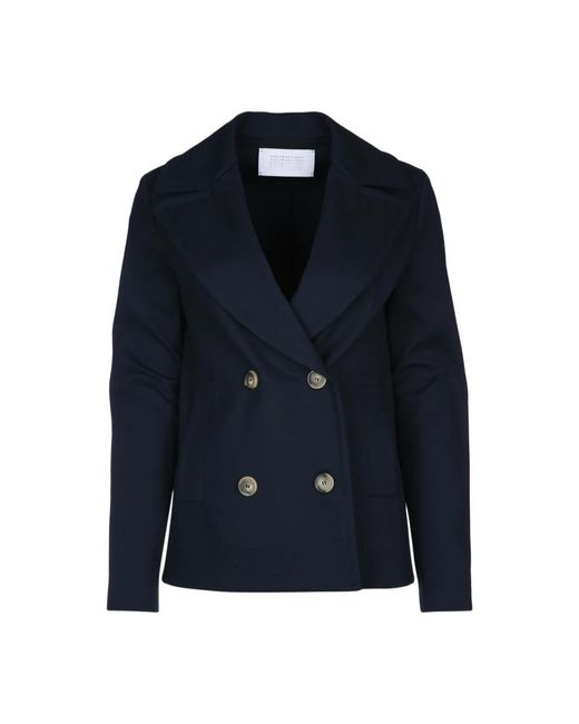 Harris Wharf London Blue Double-Breasted Coats