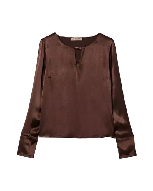 Twinset Brown Viskosebluse mit oval t-schnalle