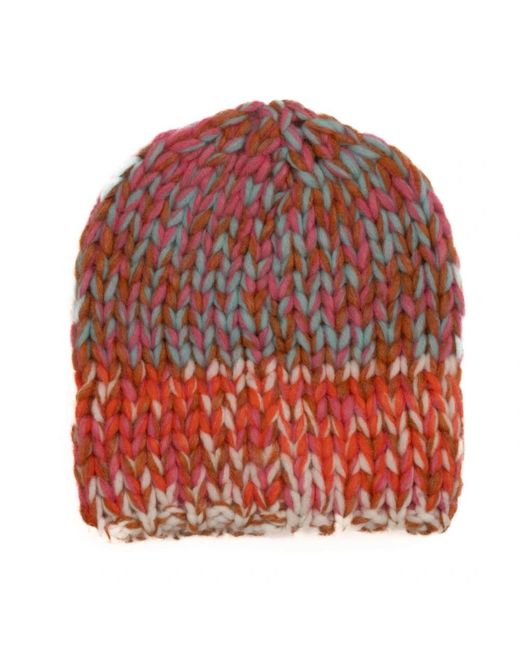 Roberto Collina Accessoires ,Veelkleurig ,Wol Alpaca En Wol Blend Muts in het Red