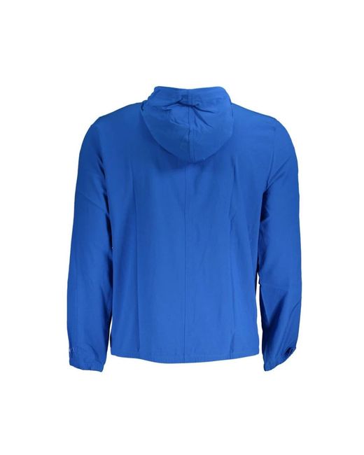 Calvin Klein Jassen ,Blauw ,Polyester Sleek Hooded Sports Jacket in het Blue voor heren