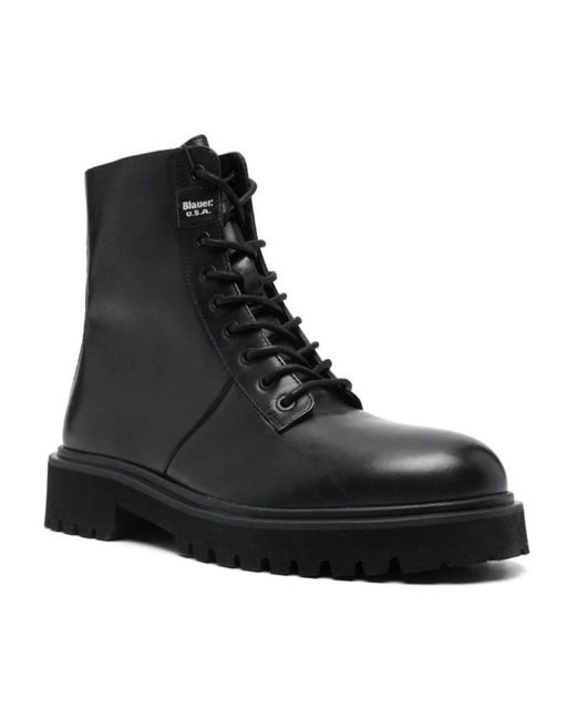 Blauer Black Lace-Up Boots for men