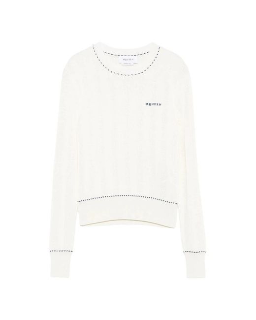 McQueen White Round-Neck Knitwear