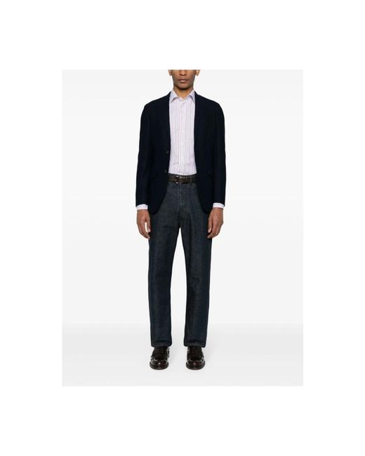 Etro Jassen ,Blauw ,Katoen Blauwe Jacquard Blazer Met Geometrisch Motief in het Blue voor heren