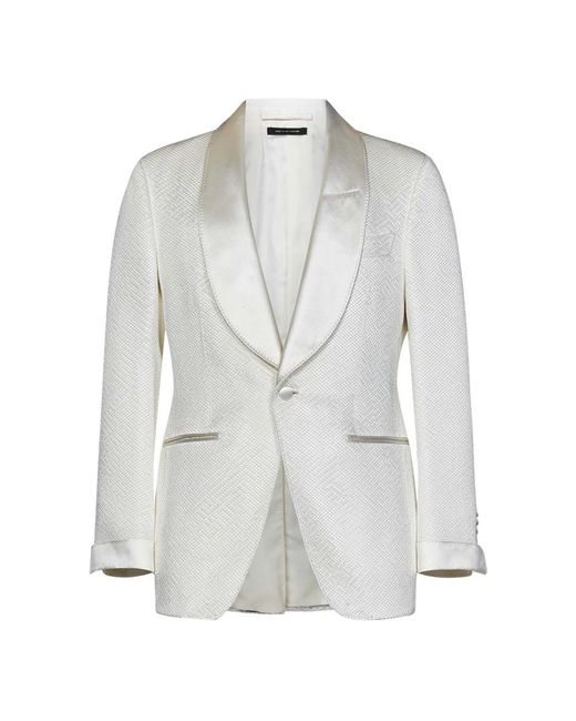 Ivory honeycomb viscose suit di Tom Ford in Gray da Uomo
