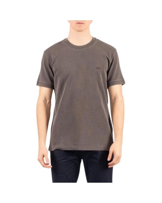 Fay Piqué Crew Neck T-Shirt in het Gray voor heren