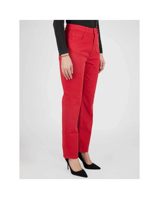 Kiton Red Jeans Regular Solid 100% Handmade
