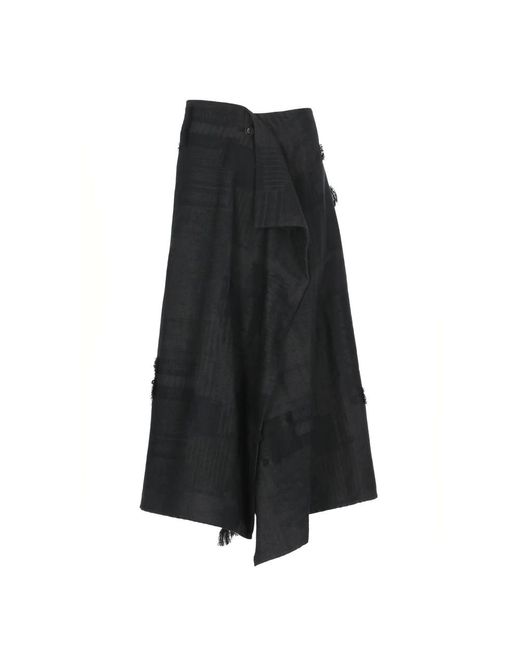 Y-3 Donkergrijze Rok Met Franjes in het Black