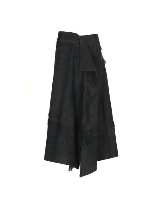 Y-3 Black Dunkelgraue Rock Mit Fransen