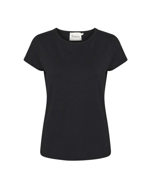 My Essential Wardrobe Black Modal tee top schwarz loose fit