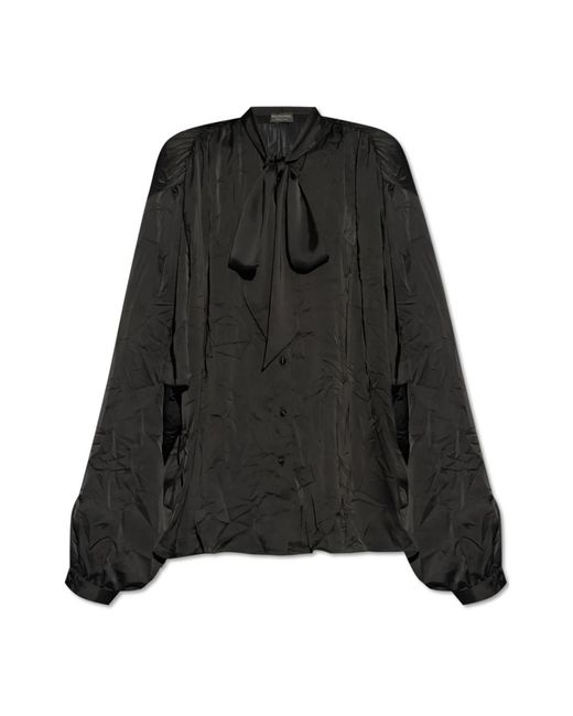 Balenciaga Overhemden ,Zwart ,Polyester Overhemd Met Stropdassen in het Black