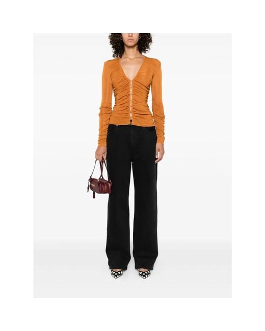Self-Portrait Orange Viscose Knitted Top