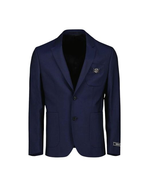 Versace Klassischer blazer mit silbernen medusa-details in Blue für Herren