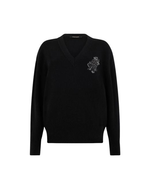 Roberto Cavalli Black V-Neck Knitwear
