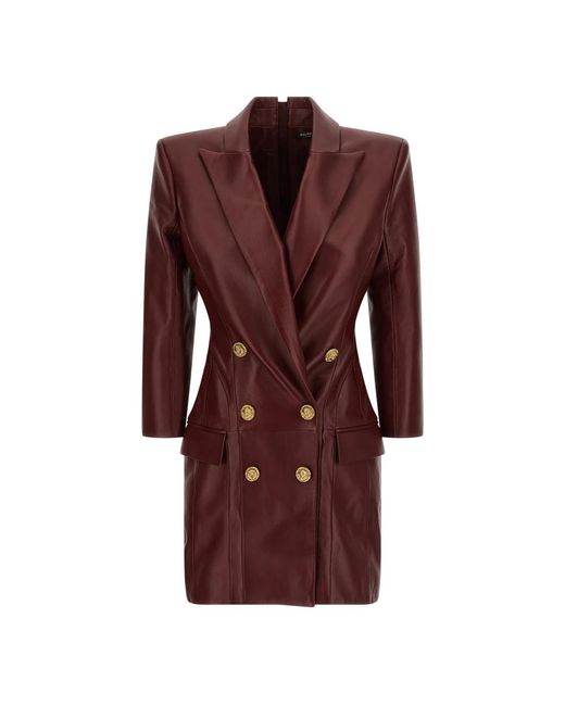 Balmain Kleedjes ,Rood ,Leer Blazerjurk in het Brown
