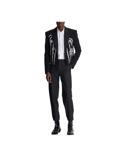 Balmain Klassische Hose Mit Strassverzierung in Black für Herren