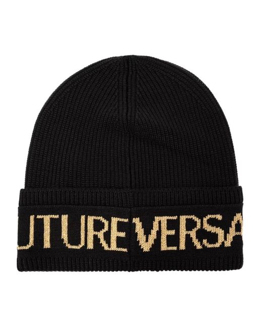 Beanie con logo di Versace Jeans Couture in Black da Uomo