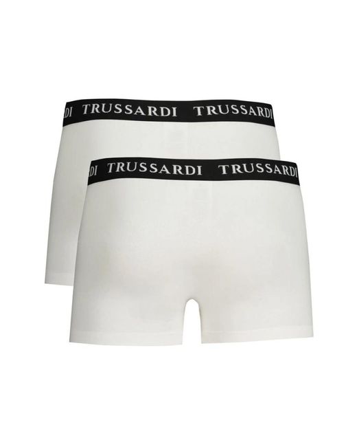 Trussardi Ondergoed ,Wit ,Katoen Katoenen Boxershorts Met Logoprint in het White voor heren