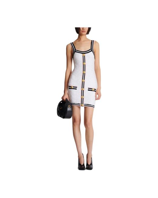 Balmain White Mini-kleid mit knöpfen