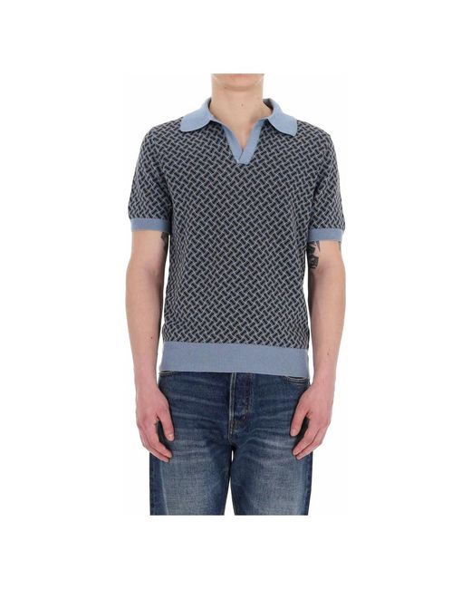 Drumohr Tops ,Veelkleurig ,Katoen Iconisch Biscuit Patroon Polo Shirt in het Blue voor heren