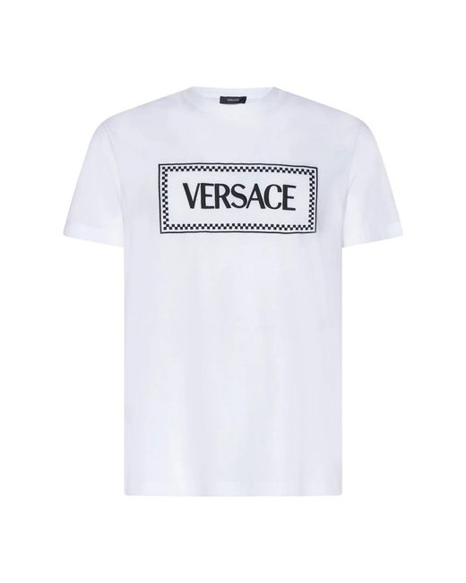 Versace Tops ,Wit ,Katoen Witte Katoenen T-Shirt in het White voor heren