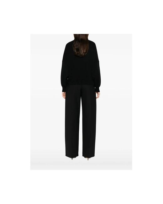 Khaite Black Cashmere Sweater With Ribbed Details