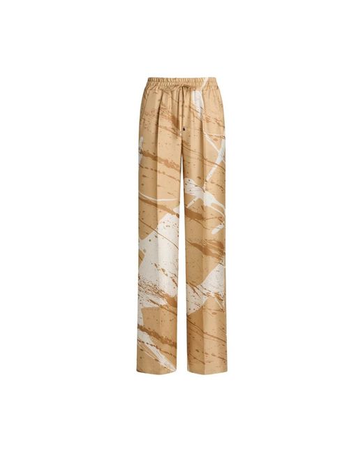 Kiton Broeken ,Wijde Pijpen Broek Met Abstract Patroon in het Natural